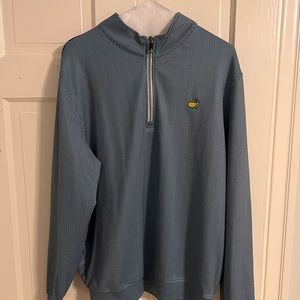 MASTERS TECH Quarter-zip Blue Pullover Sweater Large Augusta National Golf